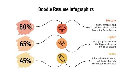 Plantilla de presentación Infografías de CV con doodles