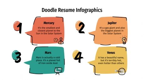 Plantilla de presentación Infografías de CV con doodles