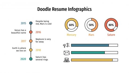 Plantilla de presentación Infografías de CV con doodles