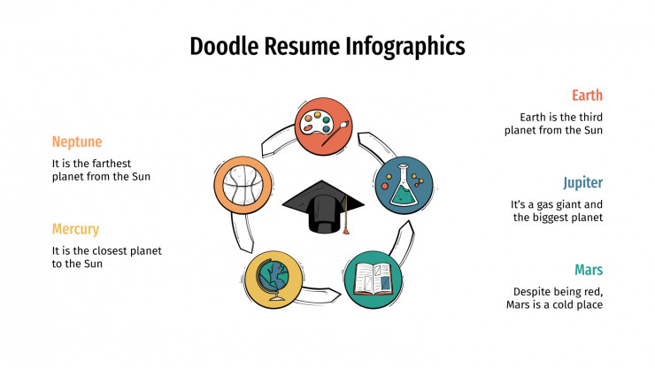 Plantilla de presentación Infografías de CV con doodles