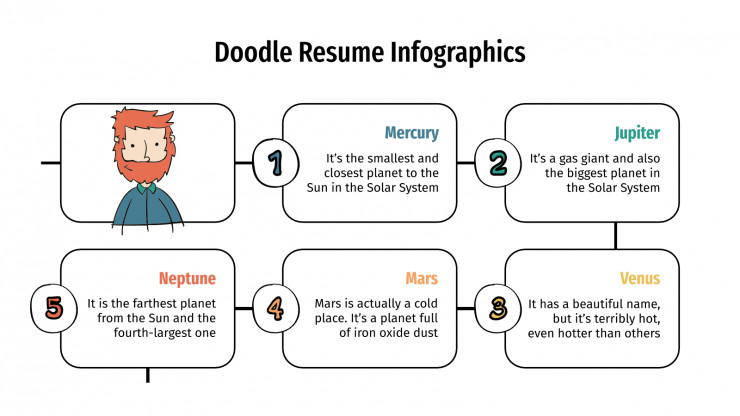 Plantilla de presentación Infografías de CV con doodles