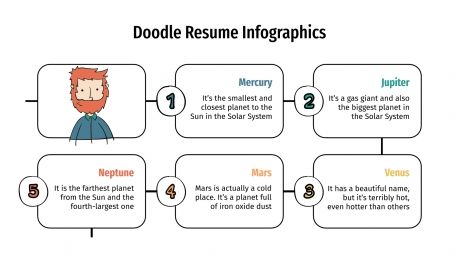 Plantilla de presentación Infografías de CV con doodles