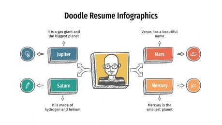 Plantilla de presentación Infografías de CV con doodles
