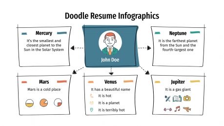 Plantilla de presentación Infografías de CV con doodles