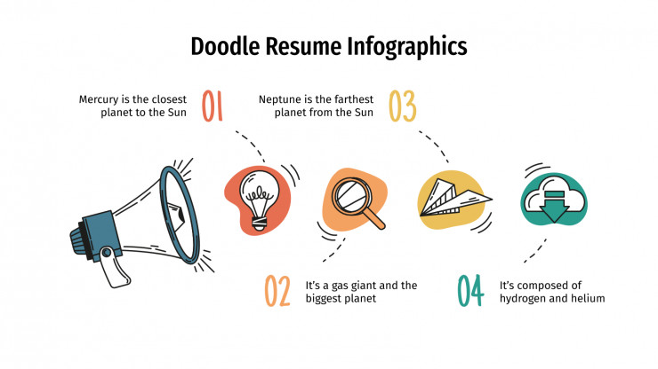 Plantilla de presentación Infografías de CV con doodles