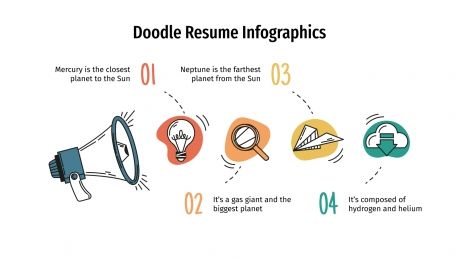 Plantilla de presentación Infografías de CV con doodles