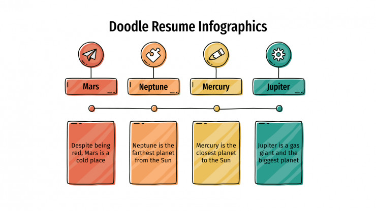 Plantilla de presentación Infografías de CV con doodles