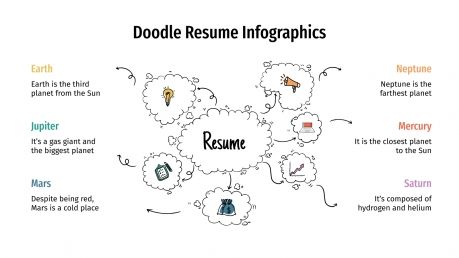 Plantilla de presentación Infografías de CV con doodles