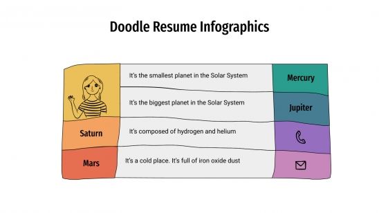 Plantilla de presentación Infografías de CV con doodles