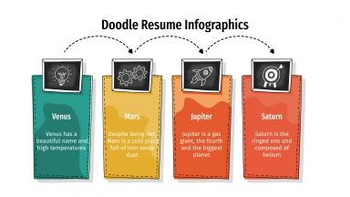 Plantilla de presentación Infografías de CV con doodles