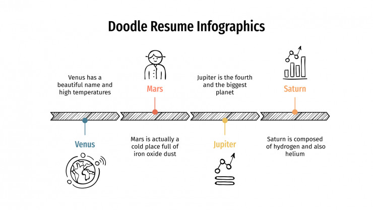Plantilla de presentación Infografías de CV con doodles