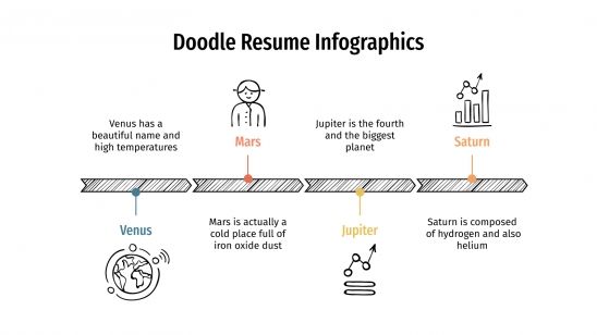 Plantilla de presentación Infografías de CV con doodles