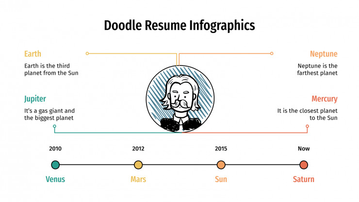Plantilla de presentación Infografías de CV con doodles