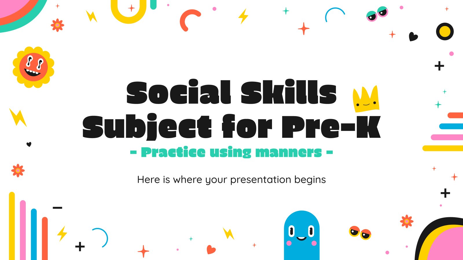 Social Skills Subject for Pre-K: Practice using manners presentation template 