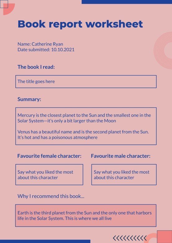 Book Report Worksheets | Google Slides & PowerPoint