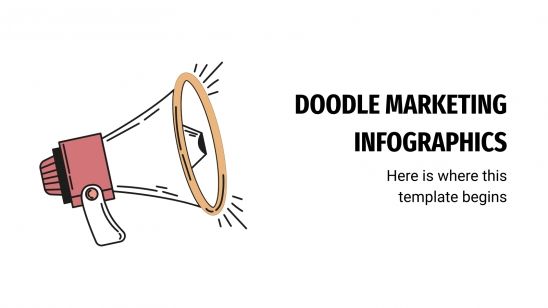 Modelo de apresentação Infográficos de marketing com rabiscos