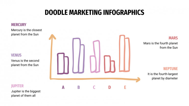 Modelo de apresentação Infográficos de marketing com rabiscos