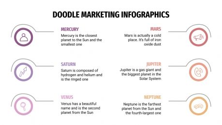 Modelo de apresentação Infográficos de marketing com rabiscos
