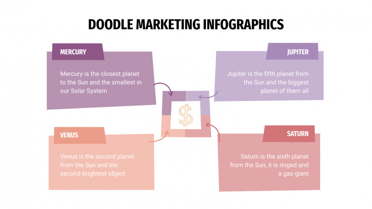 Modelo de apresentação Infográficos de marketing com rabiscos
