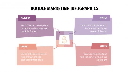 Modelo de apresentação Infográficos de marketing com rabiscos