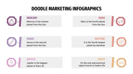 Modelo de apresentação Infográficos de marketing com rabiscos