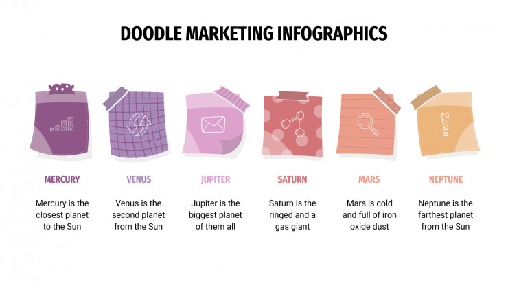Modelo de apresentação Infográficos de marketing com rabiscos
