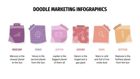 Modelo de apresentação Infográficos de marketing com rabiscos