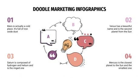 Modelo de apresentação Infográficos de marketing com rabiscos