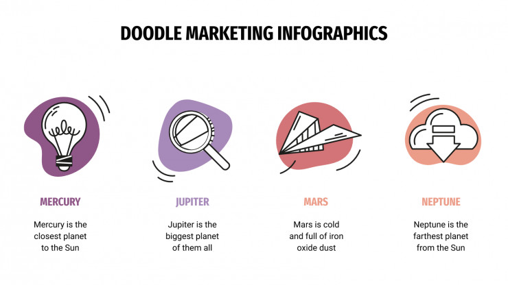 Modelo de apresentação Infográficos de marketing com rabiscos