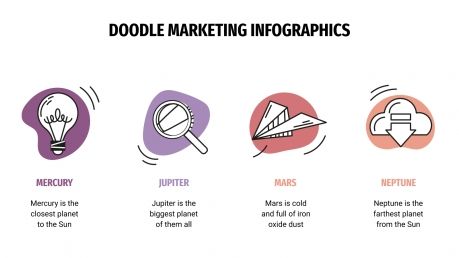 Modelo de apresentação Infográficos de marketing com rabiscos