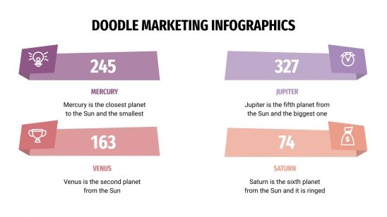 Modelo de apresentação Infográficos de marketing com rabiscos