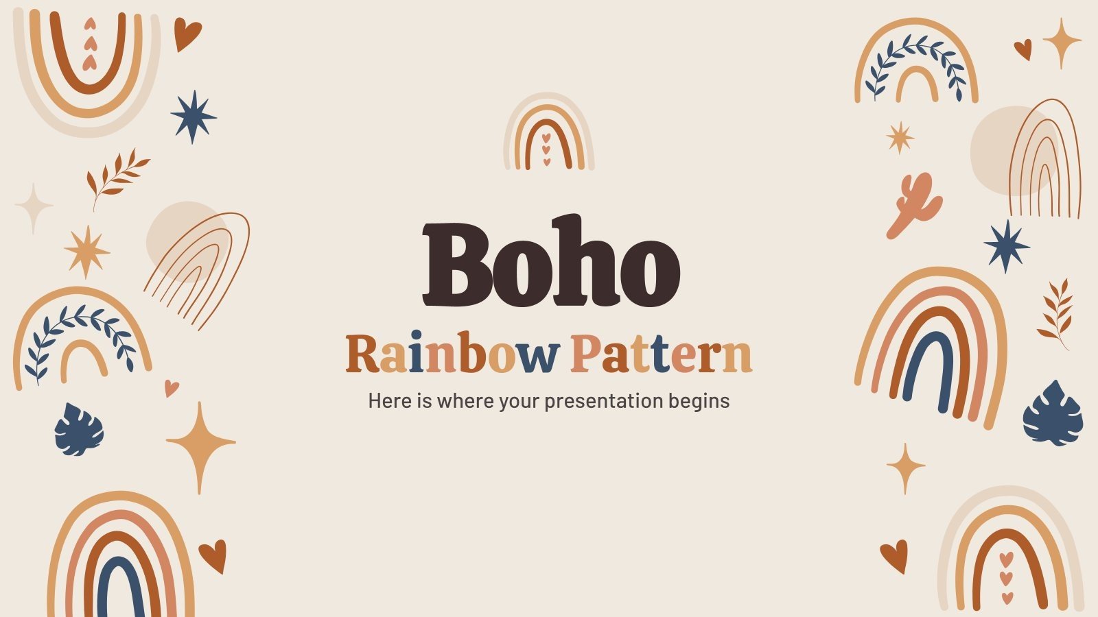 Boho Rainbow Pattern Google Slides PowerPoint
