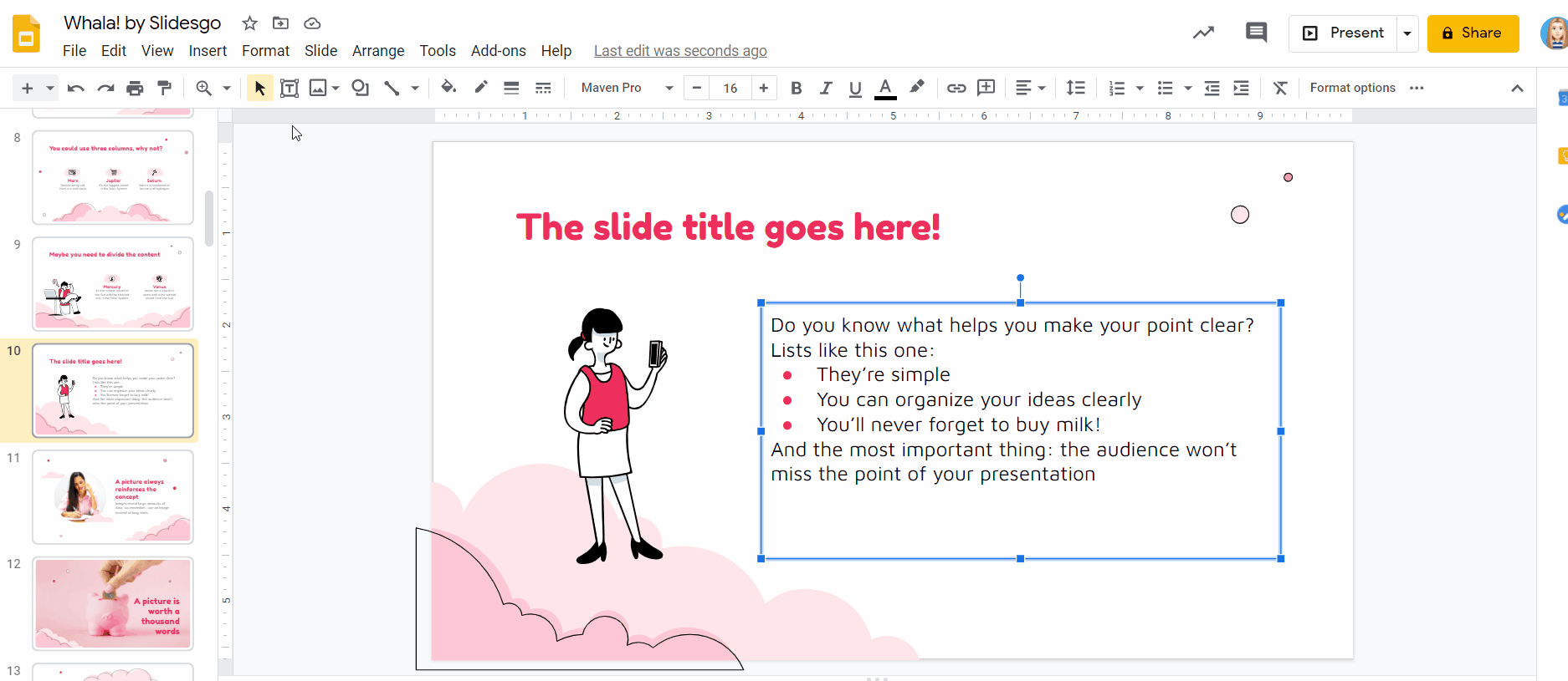 how to edit text spacing in google slides