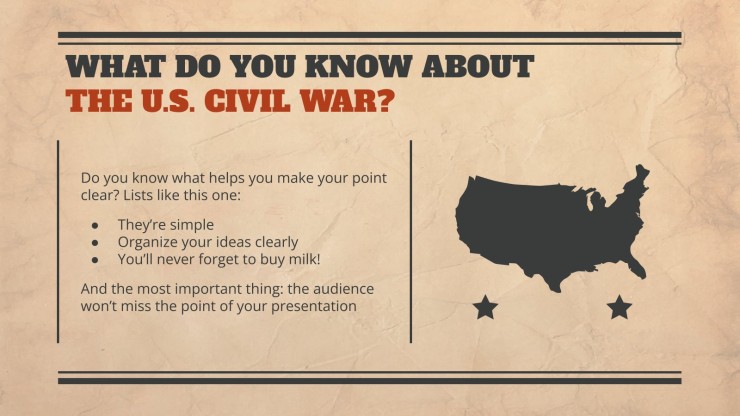 Social Studies Subject for High School - 9th Grade: U.S. History - The Civil War presentation template 