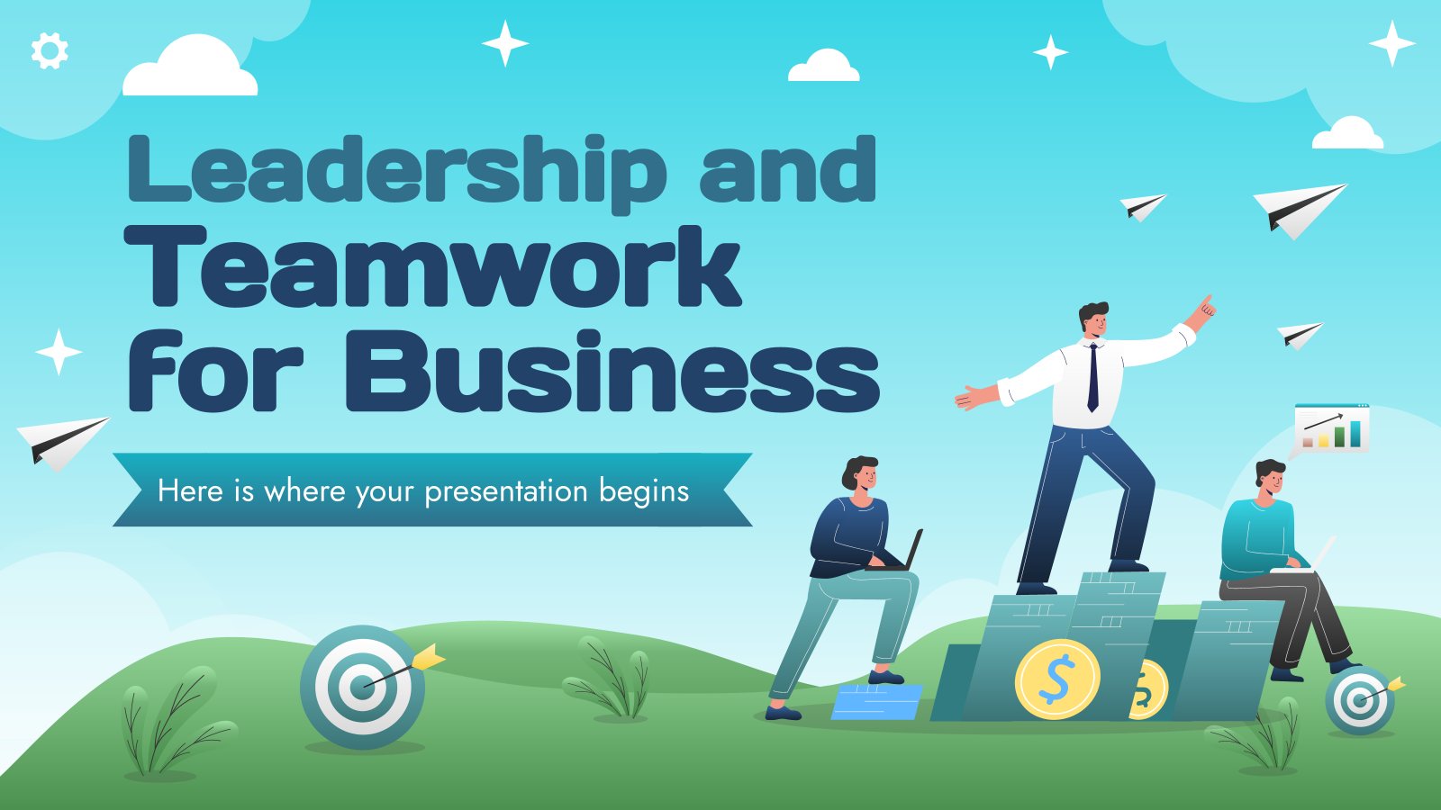 Leadership and Teamwork for Business presentation template 