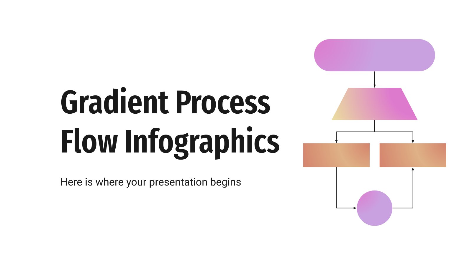 Modelo de apresentação Infográficos de fluxo de processos com degradê