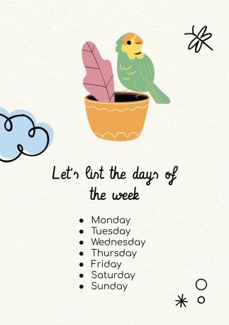 Lerne die Tage der Woche! Präsentationsvorlage