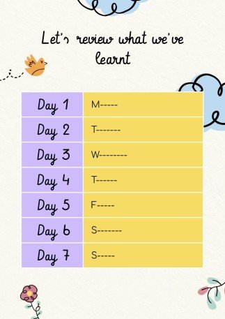 Lerne die Tage der Woche! Präsentationsvorlage