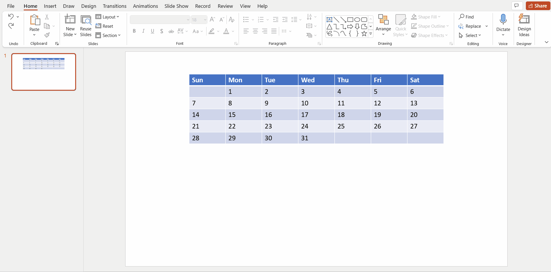 How To Make A Calendar In PowerPoint