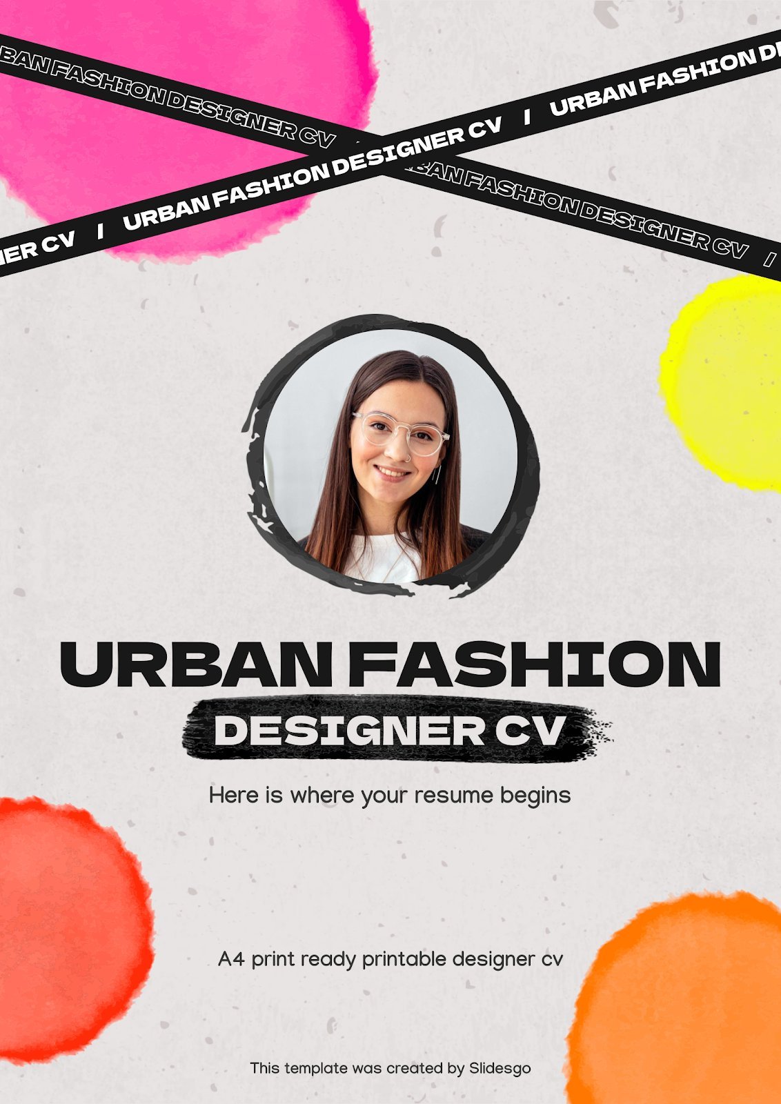 Plantilla de presentación CV para diseñador de moda urbana