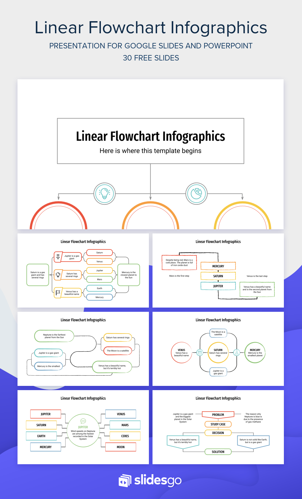 Linear Flowchart Infographics for Google Slides and PowerPoint