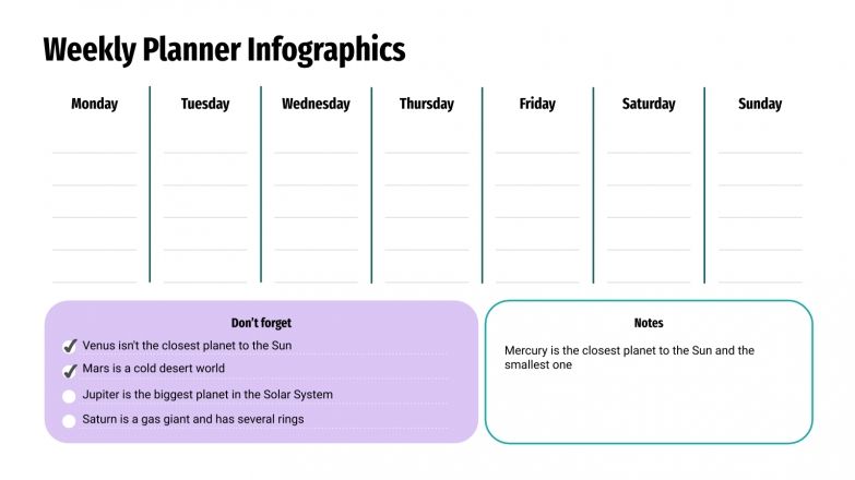 Free Weekly Planner Infographics For Google Slides And PPT