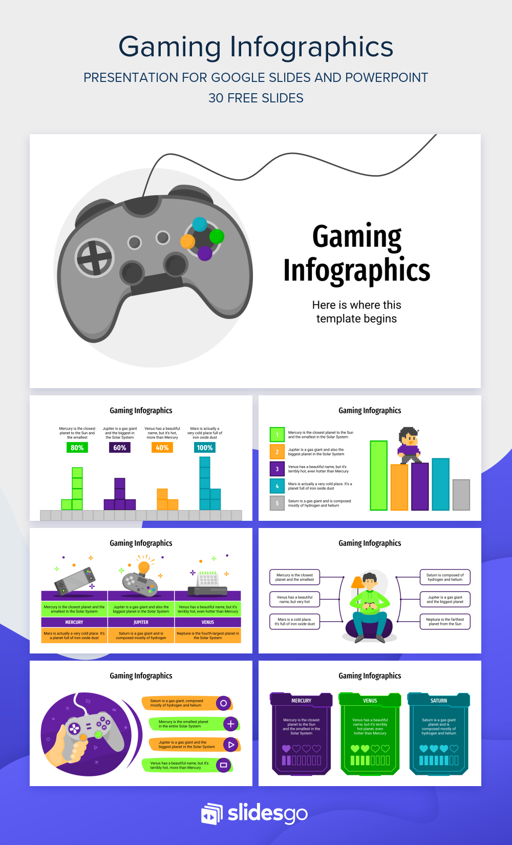 Free Gaming Infographics for Google Slides and PowerPoint