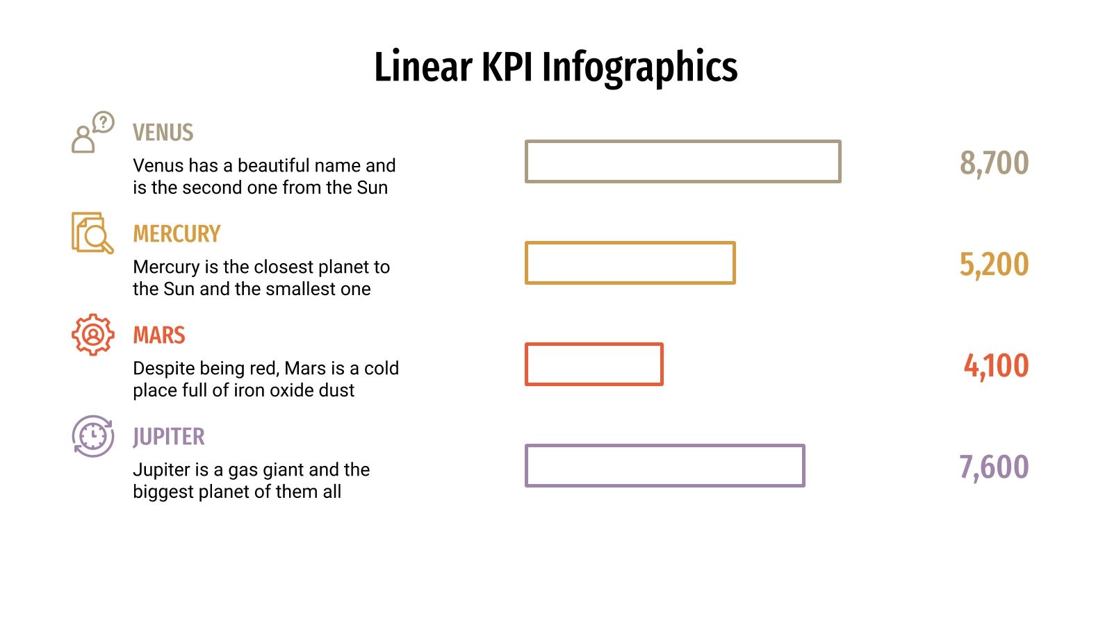 Free Linear KPI Infographics for Google Slides and PowerPoint