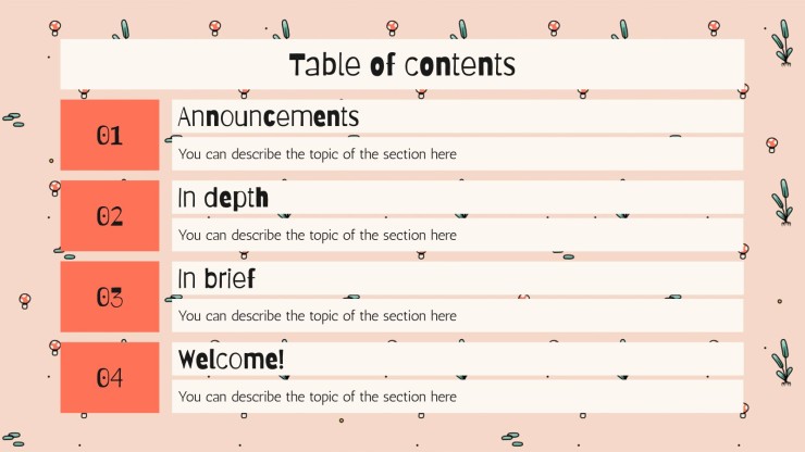 Cute Mushrooms Newsletter presentation template 