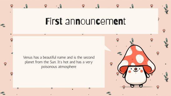 Cute Mushrooms Newsletter presentation template 