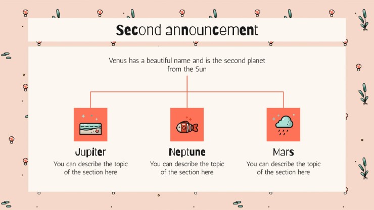 Cute Mushrooms Newsletter presentation template 