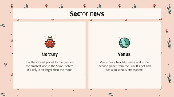 Cute Mushrooms Newsletter presentation template 