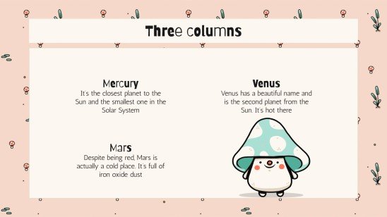 Cute Mushrooms Newsletter presentation template 