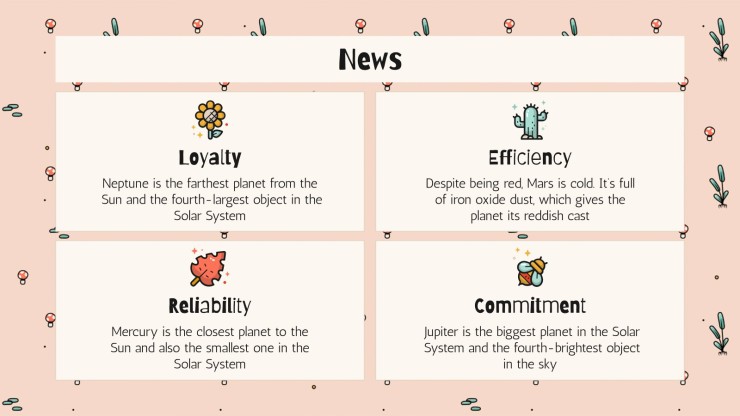 Cute Mushrooms Newsletter presentation template 